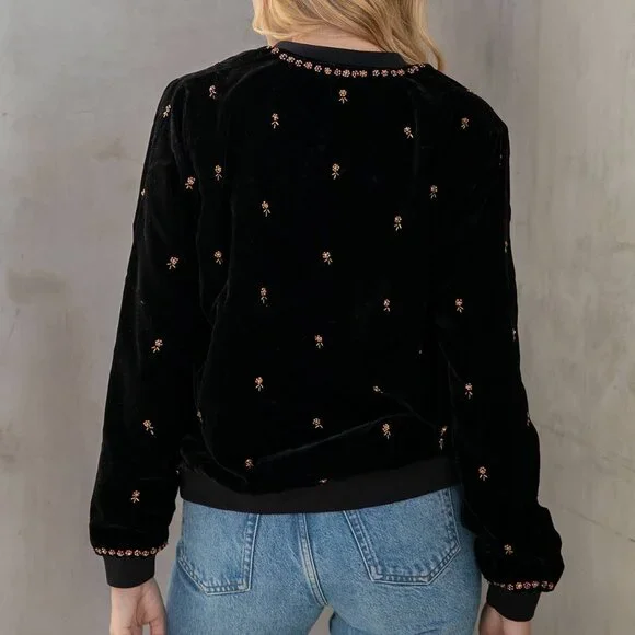 Lovestitch Cait Beaded Velvet Bomber Jacket NWT Sz Small - Picture 3 of 5